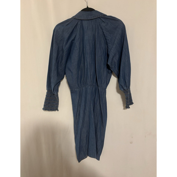 Veronica Beard Dress 6 Blue Denim Mini Vneck Boho Short Snaps Western - Picture 3 of 10